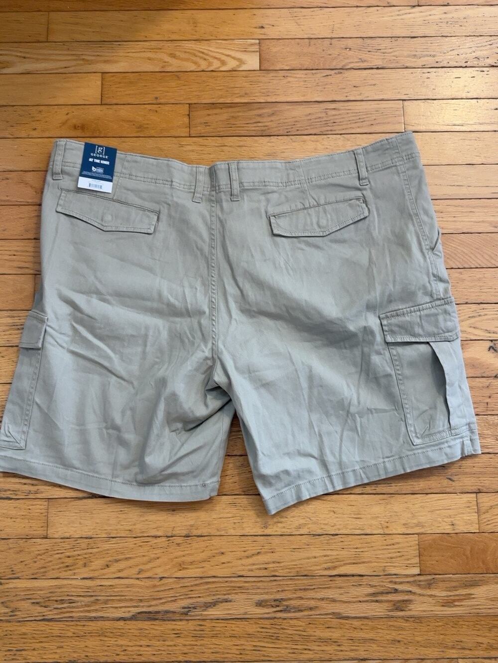 George Mens Cargo Shorts Size 46 Khaki Tan Stretch 10” Inseam NWT Big Tall